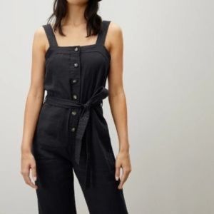 Everlane black linen picnic jumpsuit size 6